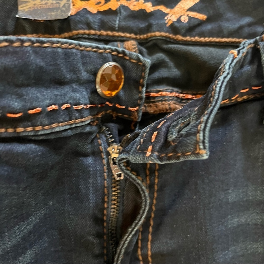 seven7 women’s premium boot cut jeans size 16 embellished dark wash NWT NEW - Picture 4 of 6